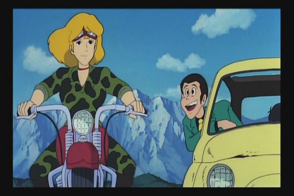 Lupin III Castle of Cagliostro Fujiko rides bike